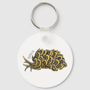 Leaf gilled sea slug cartoon illustration  key ring
