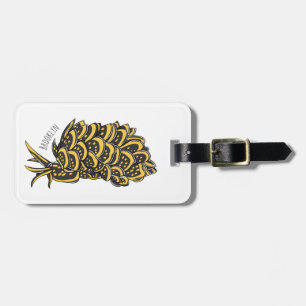 Leaf gilled sea slug cartoon illustration luggage tag