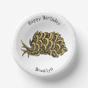 Leaf gilled sea slug cartoon illustration paper plate