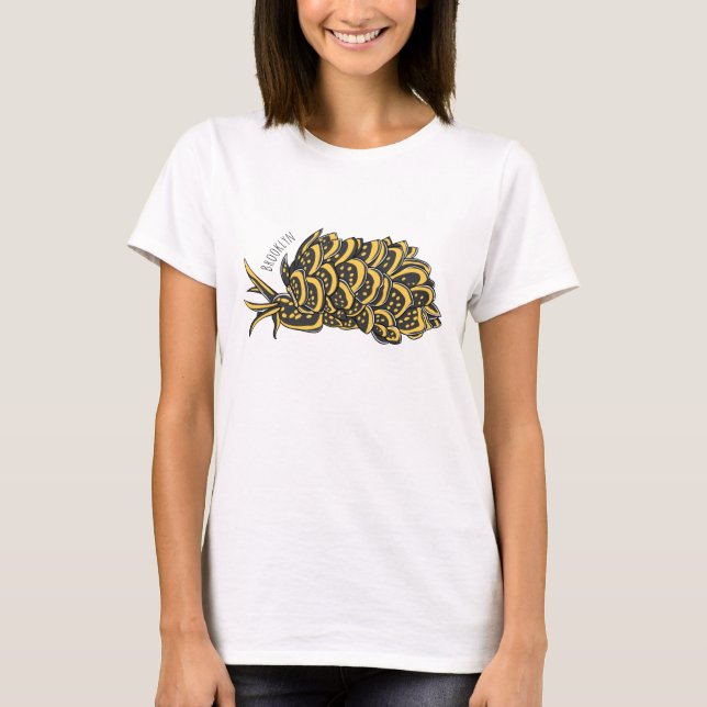 Leaf gilled sea slug cartoon illustration T-Shirt (Front)