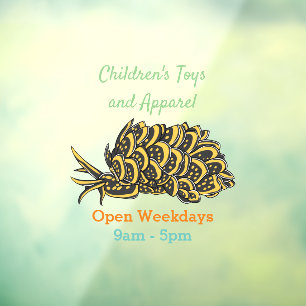 Leaf gilled sea slug cartoon illustration window cling