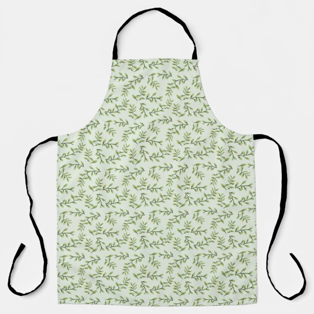 Leaf Green All-Over Print Apron (Front)