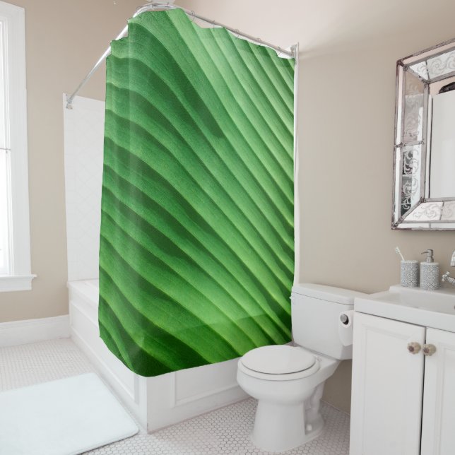 Leaf Green Diagonal Shower Curtain (In Situ)