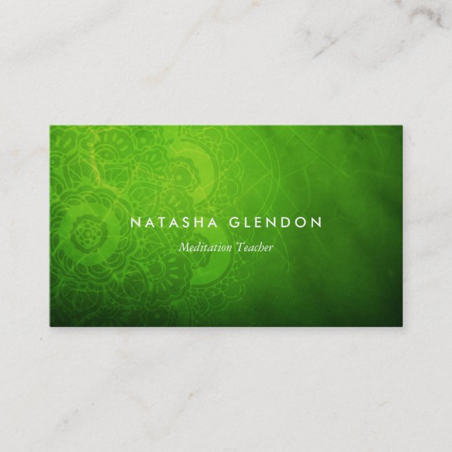 Leaf Green Mandala Zen Business Card (Front)