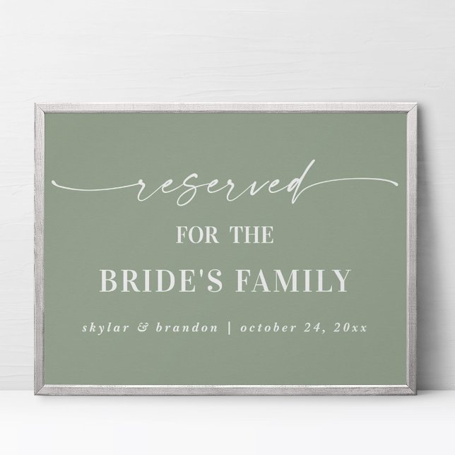 Leaf Green Reserved Bride's Family Wedding Sign (Creator Uploaded)