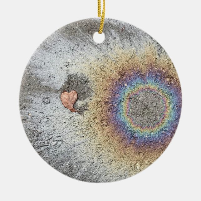 Leaf Heart and Rainbow personalised ornament (Front)