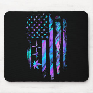 Leaf Heartbeat Us Flag 4th Of July Mouse Mat