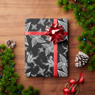 Leaf & Hummingbird Wrapping Paper (Black)