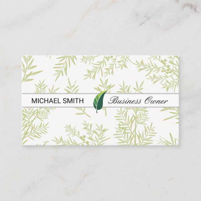 Leaf Illustration | Juniper Branches Business Card (Front)