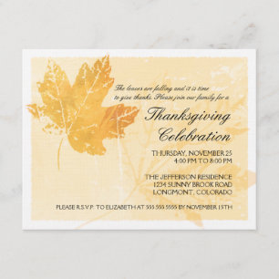 Leaf Imprint Thanksgiving Celebration Invitations