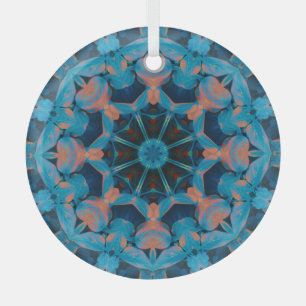 Leaf Kaleidoscope Star in Blue and Orange Glass Tree Decoration