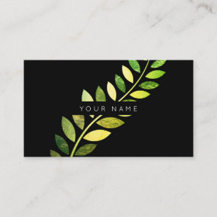 Leaf Laurel Fern Botanic Green Emerald Black Business Card
