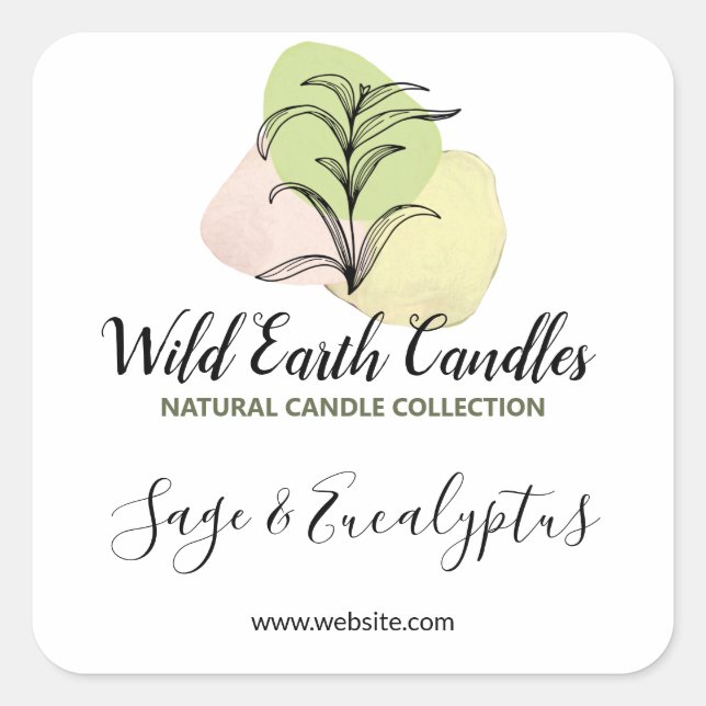 Leaf Logo White Candle Product Labels (Front)