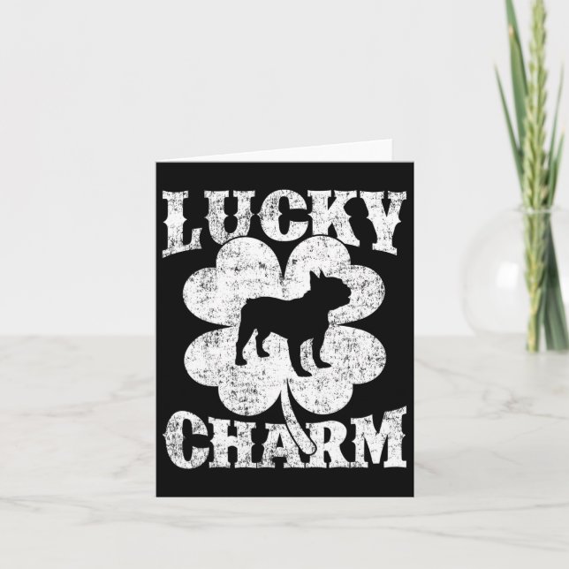 Leaf Lucky Charm French Bulldog St Patrick's Day  Card (Front)