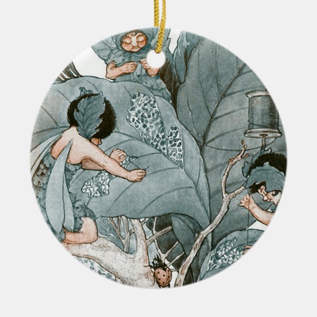 Leaf Maker Fairies Ceramic Tree Decoration (Front)