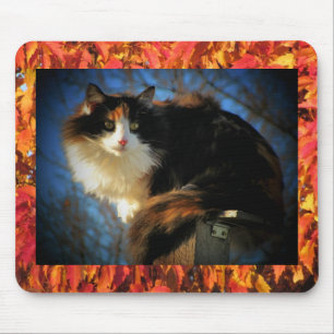 Leaf me alone Autumn Calico Mouse Mat