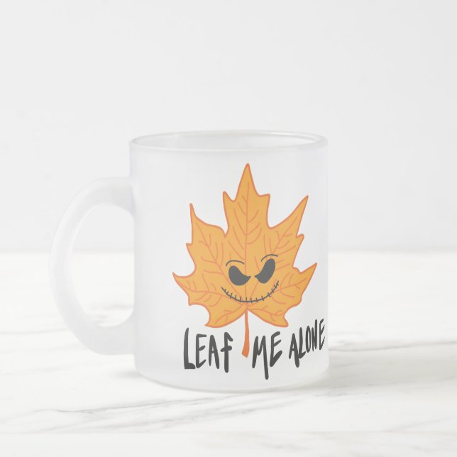 Leaf me alone autumn fall spooky skull mug (Left)