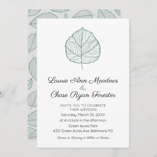 Leaf Minimal Fall Wedding Invitation (Front/Back)