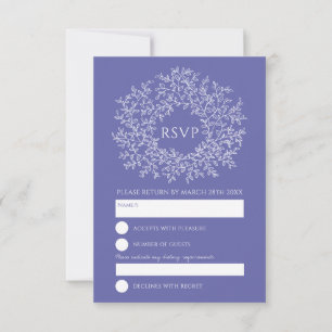 leaf monogram circle RSVP wedding Card