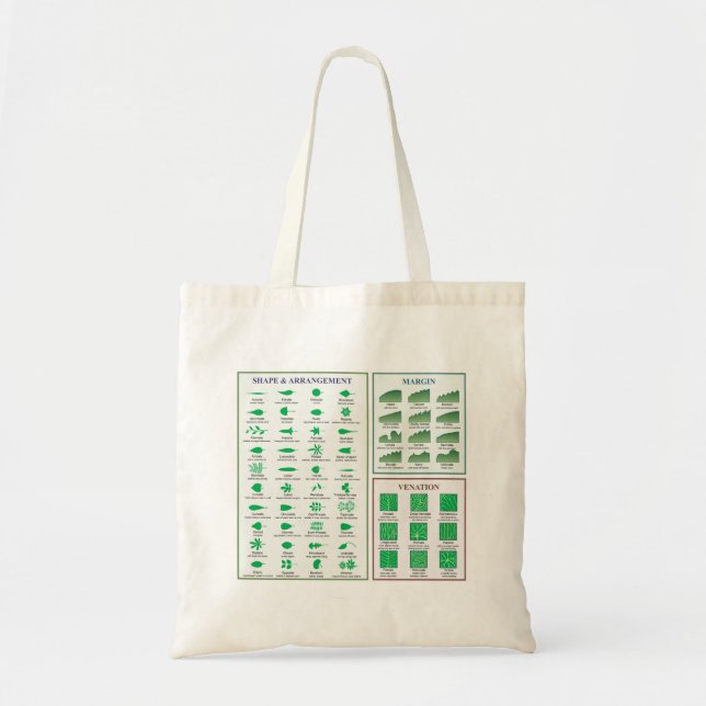 Leaf Morphology Chart Margin Shape Venation  Tote Bag (Front)