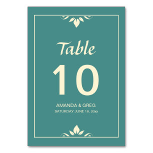 Leaf Motiff Wedding Table Card Numbers