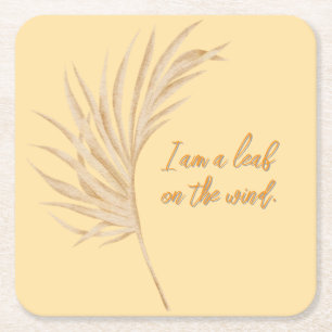 leaf on the wind square paper coaster