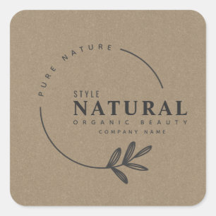 Leaf organic beauty and cosmetics square sticker