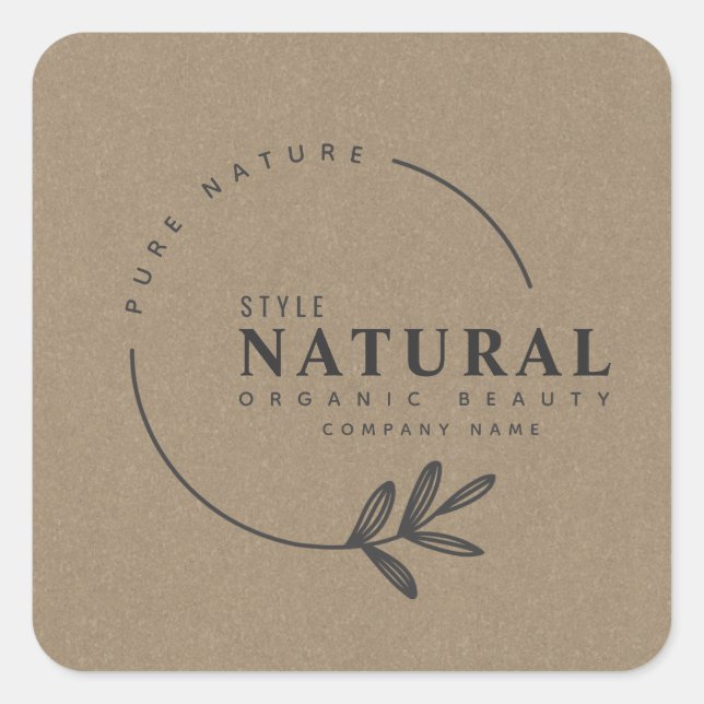 Leaf organic beauty and cosmetics square sticker (Front)