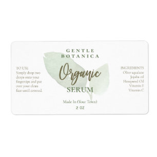 Leaf Organic Face Serum Labels