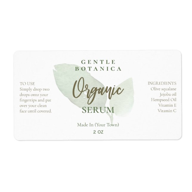 Leaf Organic Face Serum Labels (Front)