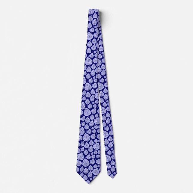 Leaf Pattern 02 - Powder Blue on Deep Navy Tie (Front)