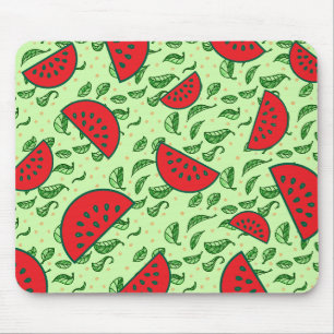 Leaf pattern and Watermelons Mouse Mat