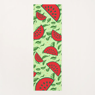 Leaf pattern and Watermelons Yoga Mat