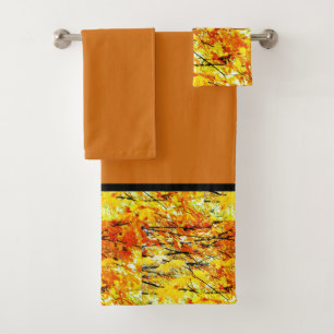 Leaf Pattern Autumn Bath Towel Set