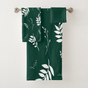 leaf pattern bath towel set