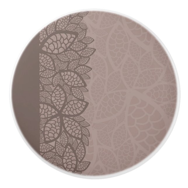 Leaf pattern border and background ceramic knob (Front)
