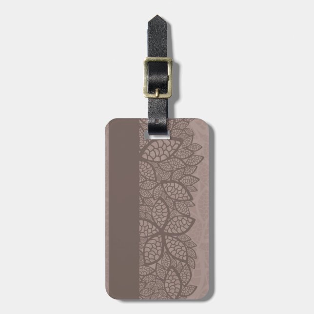 Leaf pattern border and background luggage tag (Front Vertical)