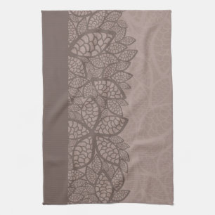 Leaf pattern border and background tea towel