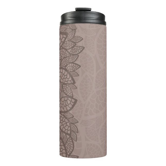 Leaf pattern border and background thermal tumbler (Front)