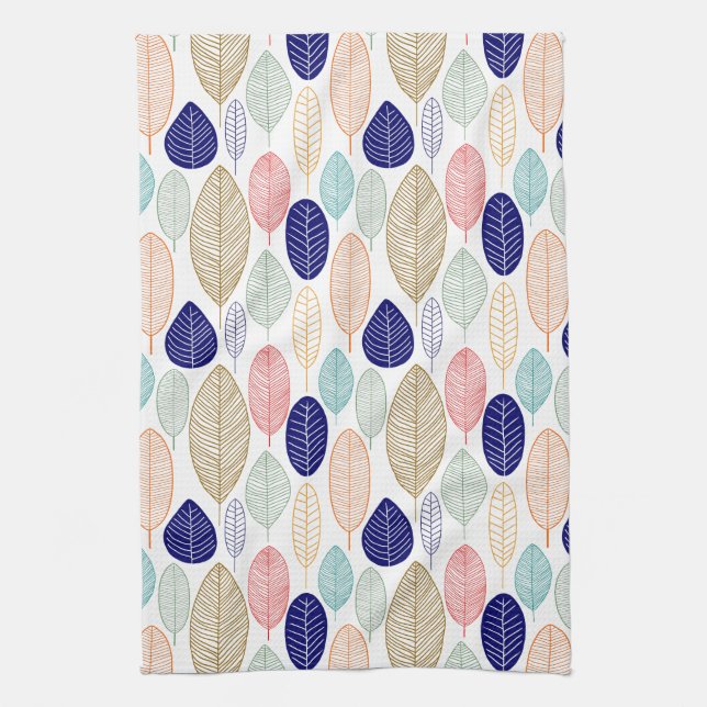 Leaf Pattern - Colours Tea Towel (Vertical)