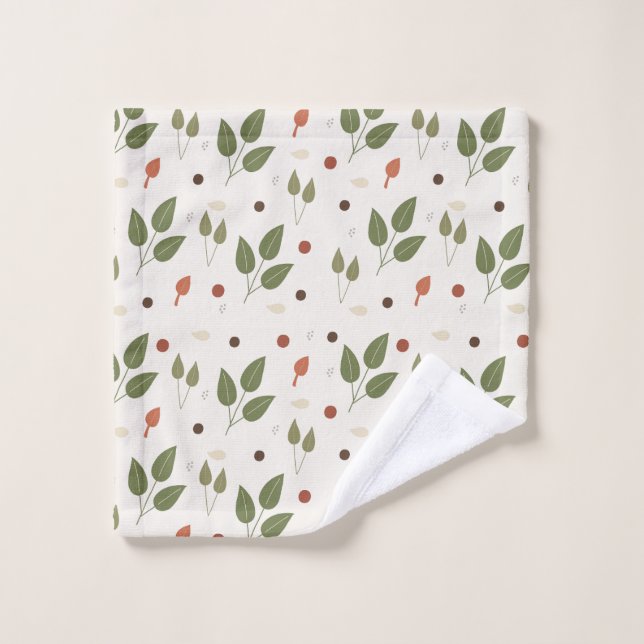 Leaf Pattern Design Bath Towel Set (Wash Cloth)