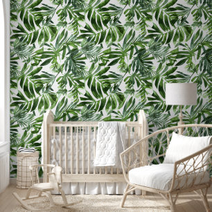 Leaf pattern evergreen botanical jungle forest wallpaper