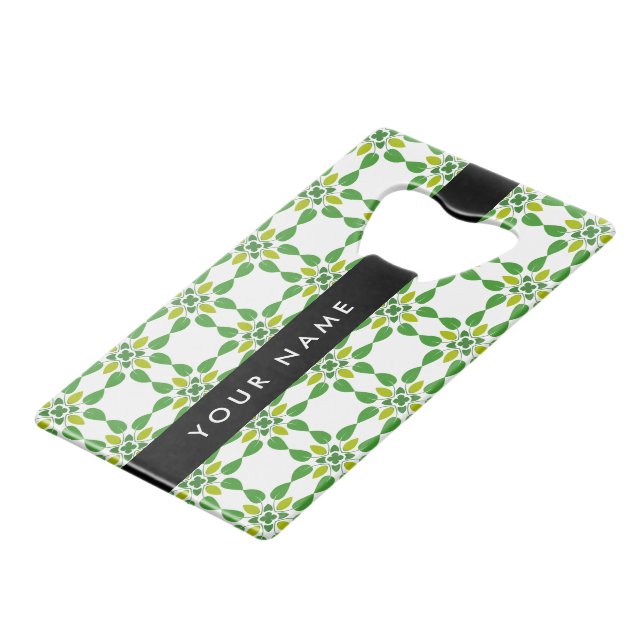 Leaf Pattern, Green Leaves, Your Name (Front Angled)
