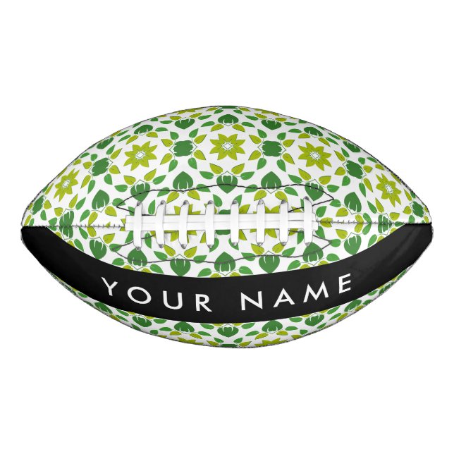 Leaf Pattern, Green Leaves, Your Name American Football (Front)