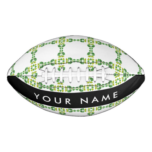 Leaf Pattern, Green Leaves, Your Name American Football (Front)