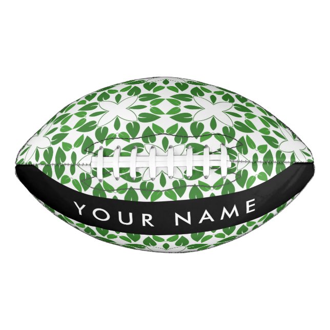 Leaf Pattern, Green Leaves, Your Name American Football (Front)