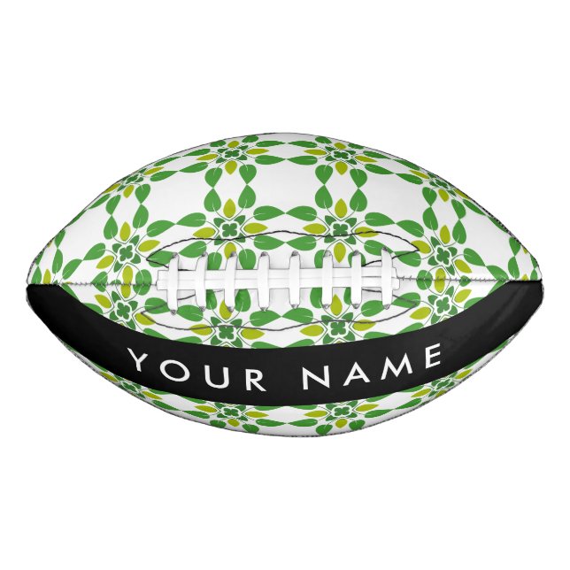 Leaf Pattern, Green Leaves, Your Name American Football (Front)