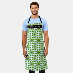 Leaf Pattern, Green Leaves, Your Name Apron