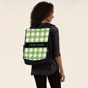 Leaf Pattern, Green Leaves, Your Name Backpack