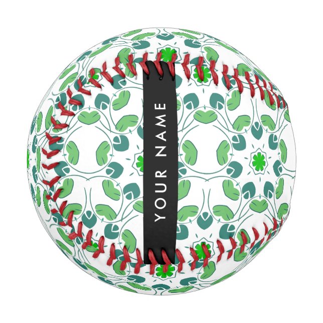 Leaf Pattern, Green Leaves, Your Name Baseball (Front Left)